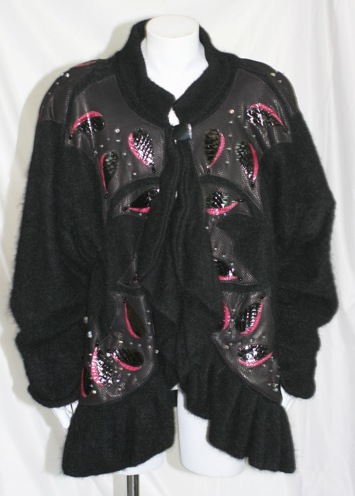 Artisan Mohair and Snakeskin Sweater Jacket, U.K. For Sale 3