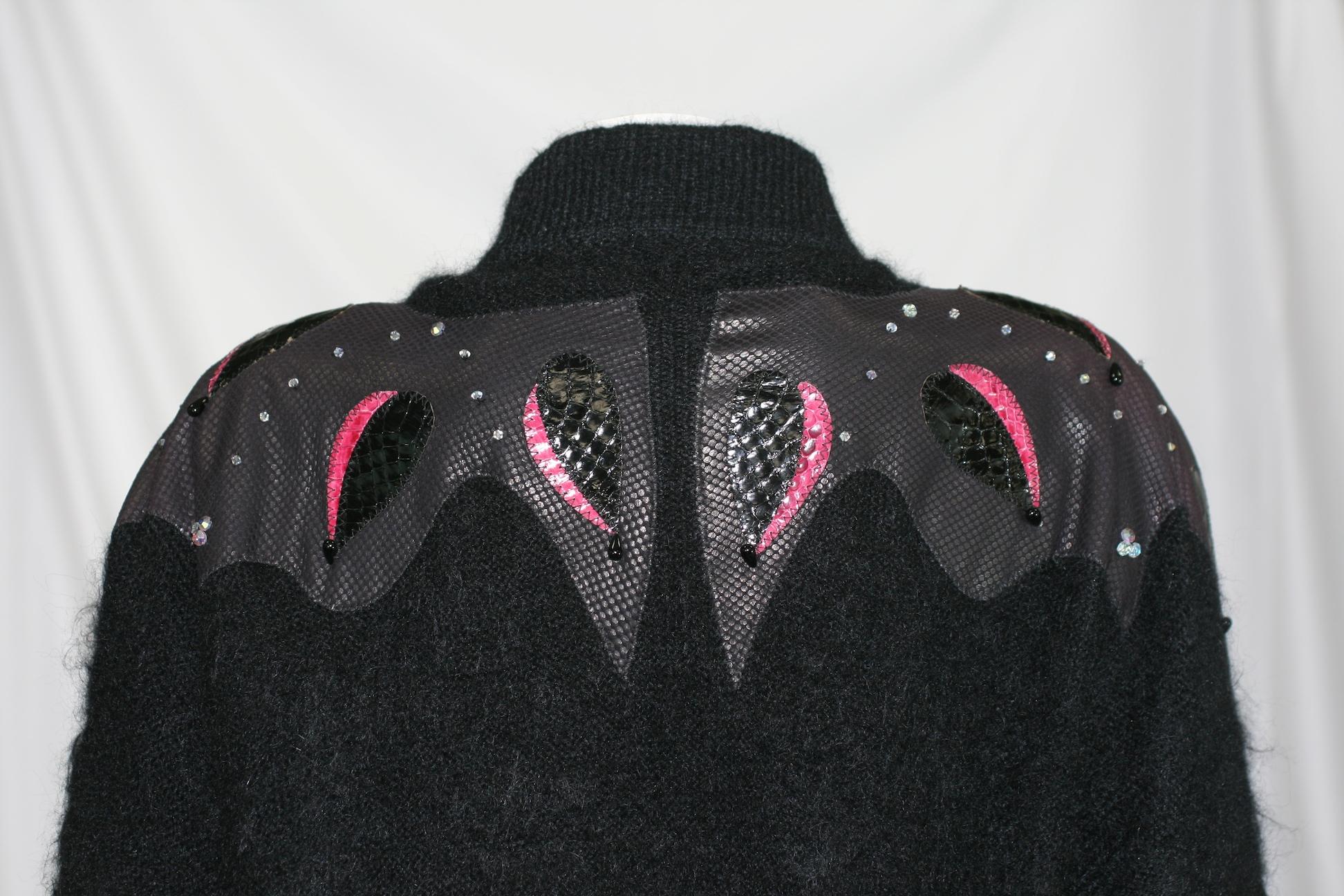 Women's Artisan Mohair and Snakeskin Sweater Jacket, U.K. For Sale