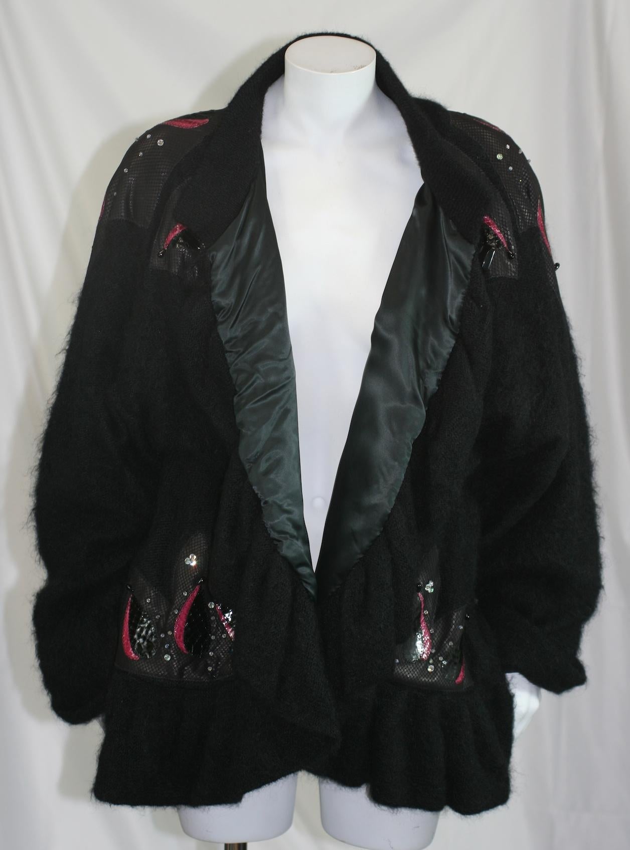 Artisan Mohair and Snakeskin Sweater Jacket, U.K. For Sale 1