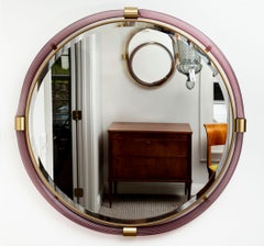 Artisan Murano Blown Plum Round  Mirror