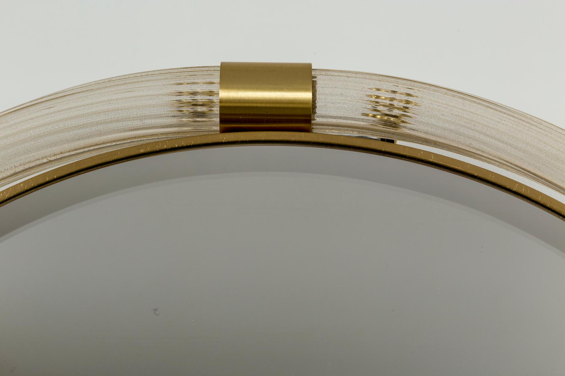 Art déco Miroir ovale torchère artisanal en or soufflé de Murano, contemporain en vente