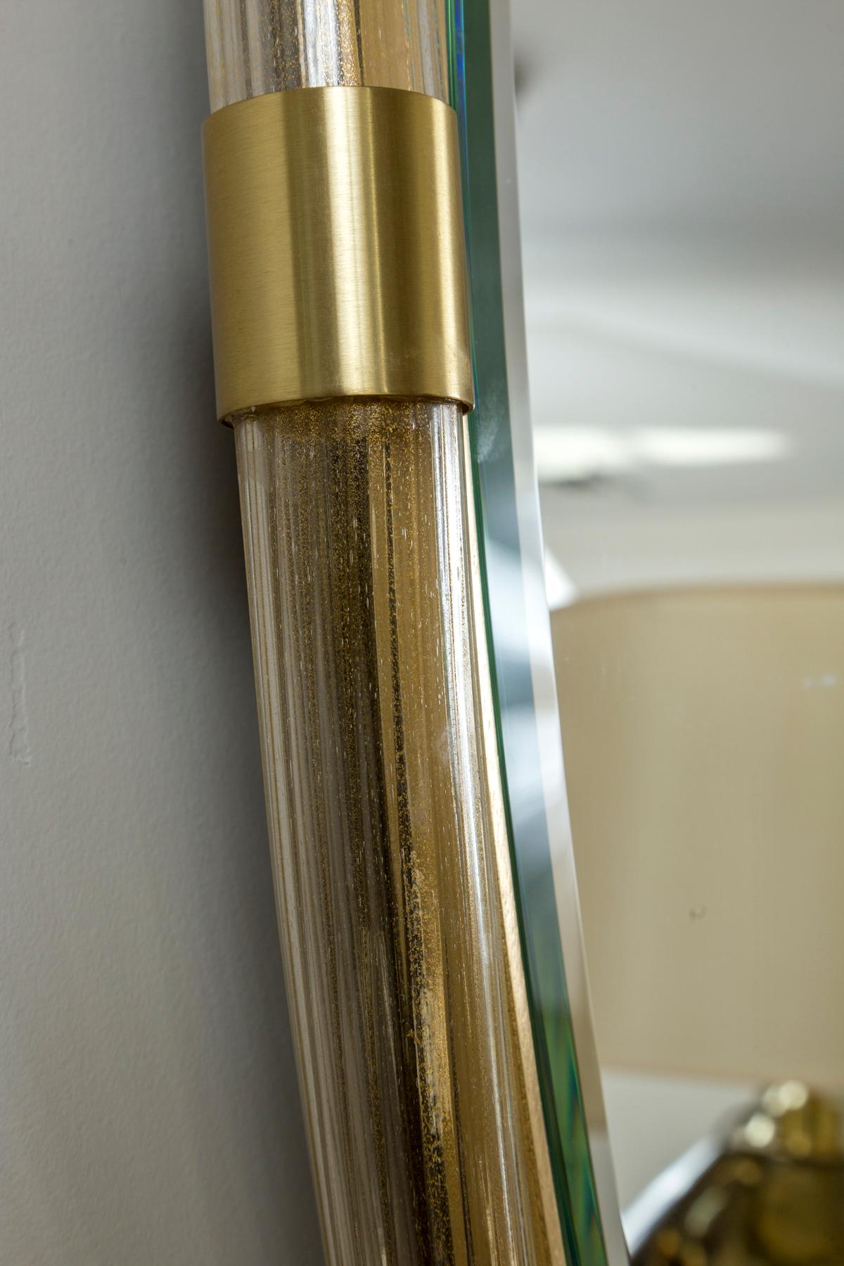 Artisan Murano Blown Gold Torchere Oval Mirror, Contemporary For Sale 3