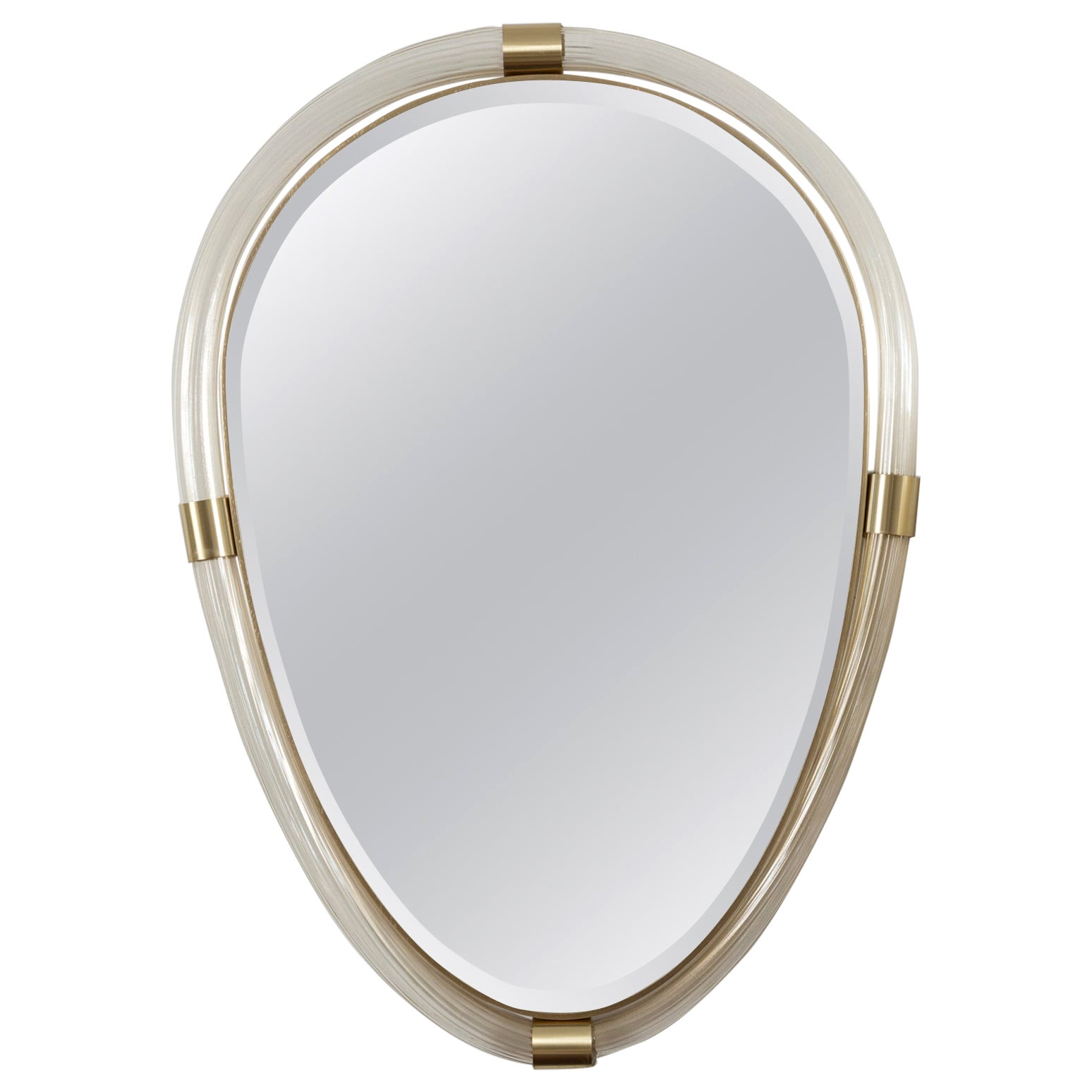 Espejo Ovalado Murano Soplado Oro Torchere, Contemporáneo