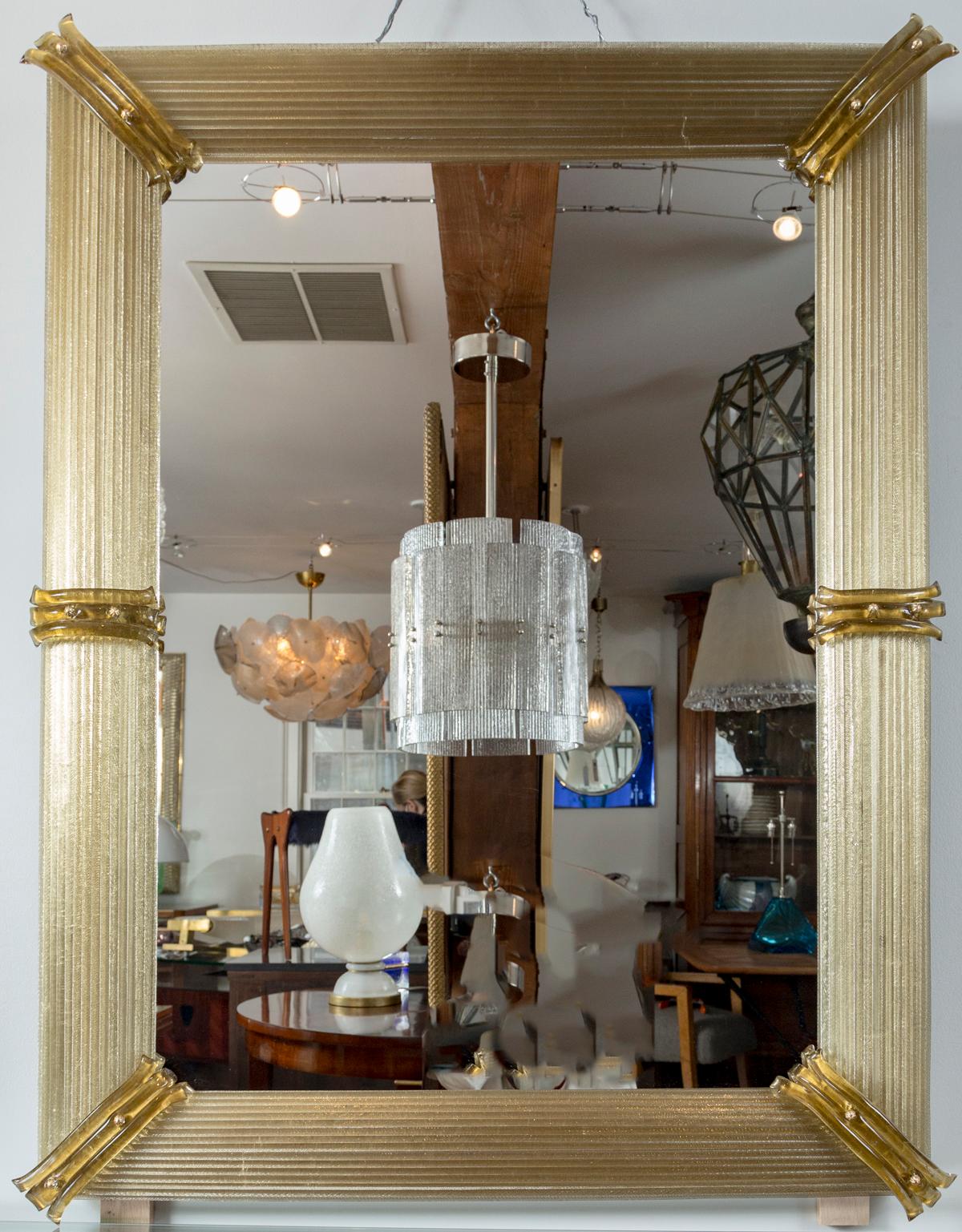 Modern Pair Of Artisan Murano Blown Taupe Mirrors, Contemporary