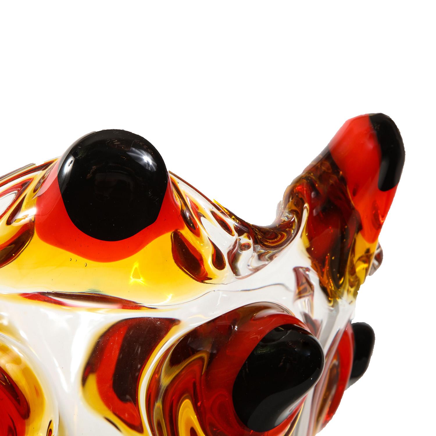 Moderne Vase d'art artisanal en verre de Murano transparent et ambré 2021 en vente