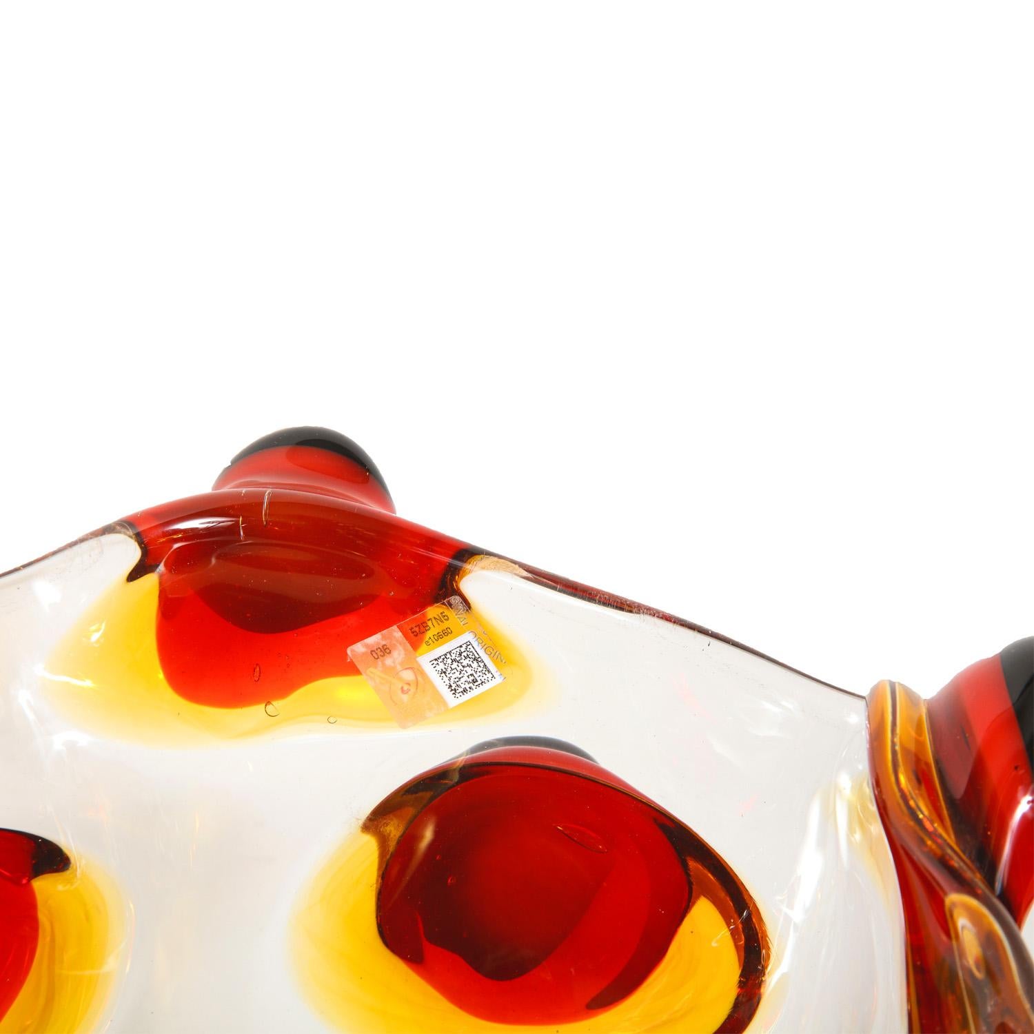 italien Vase d'art artisanal en verre de Murano transparent et ambré 2021 en vente