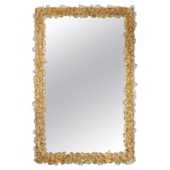 Artisan Murano Gold Blown Floral Mirror, Contemporary