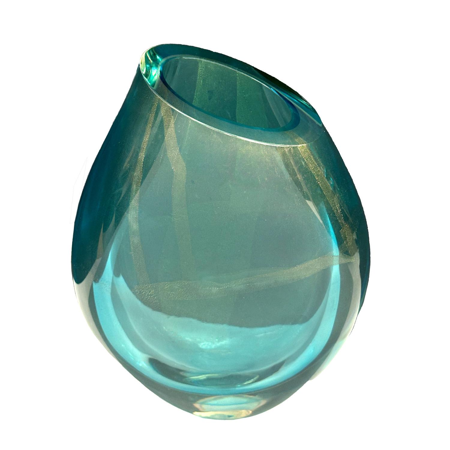 Jarrón Artesano de Murano Glass Sommerso con Avventurina Hecho a mano en venta