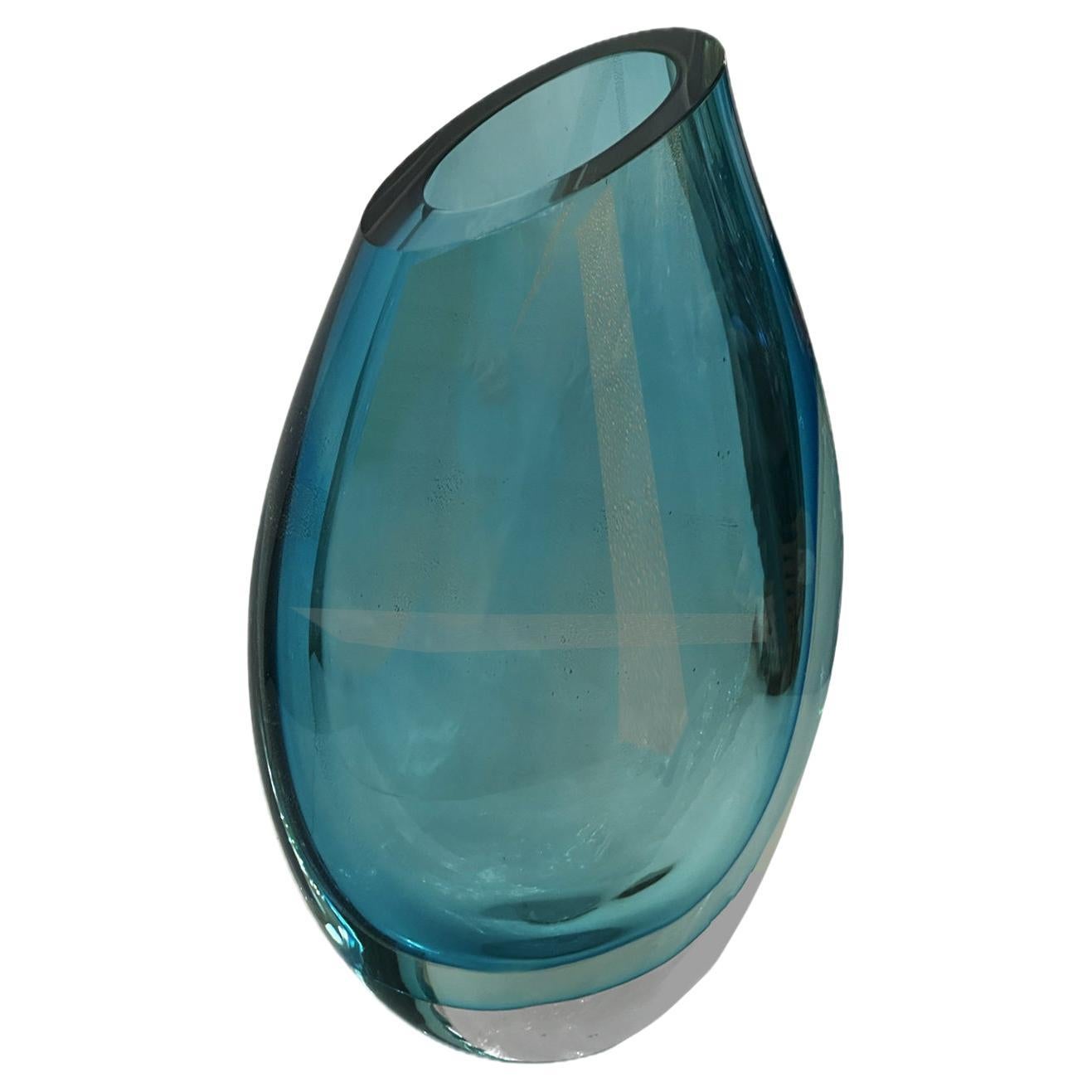 Artisan Murano Sommerso Glass Vase with Avventurina