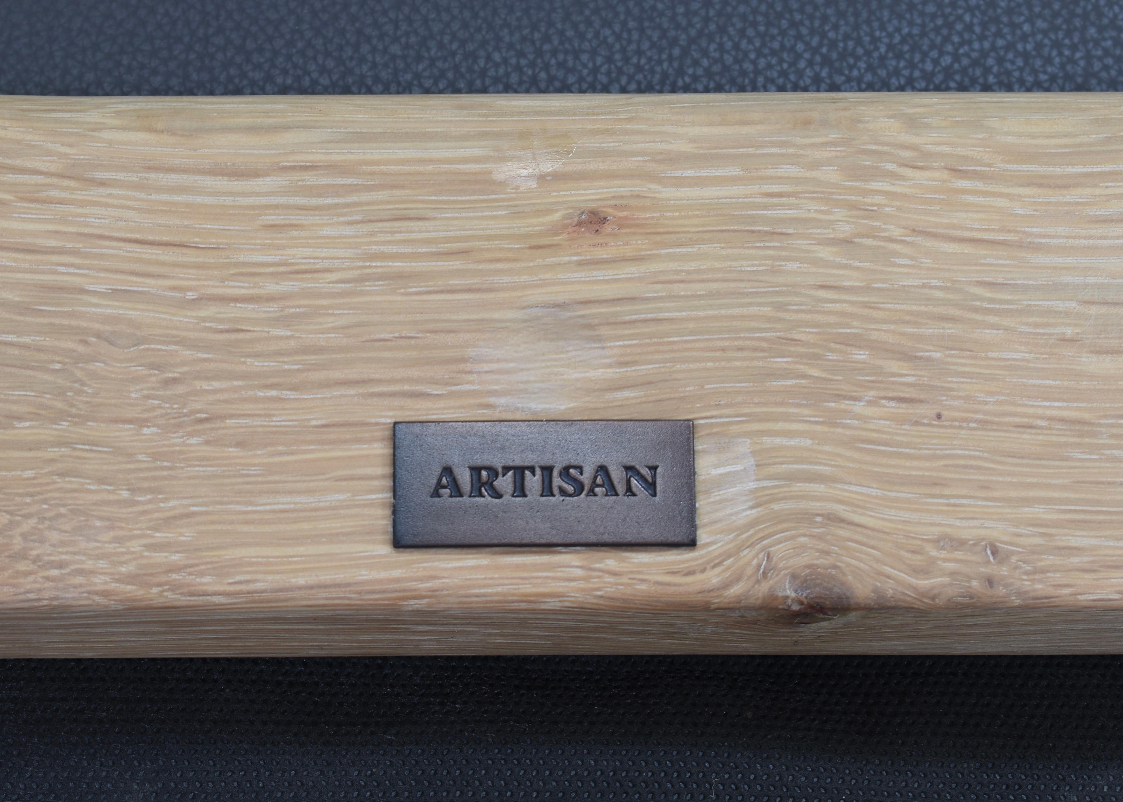 Artisan Neva light chair in oak and leather, Bosnia. For Sale 4