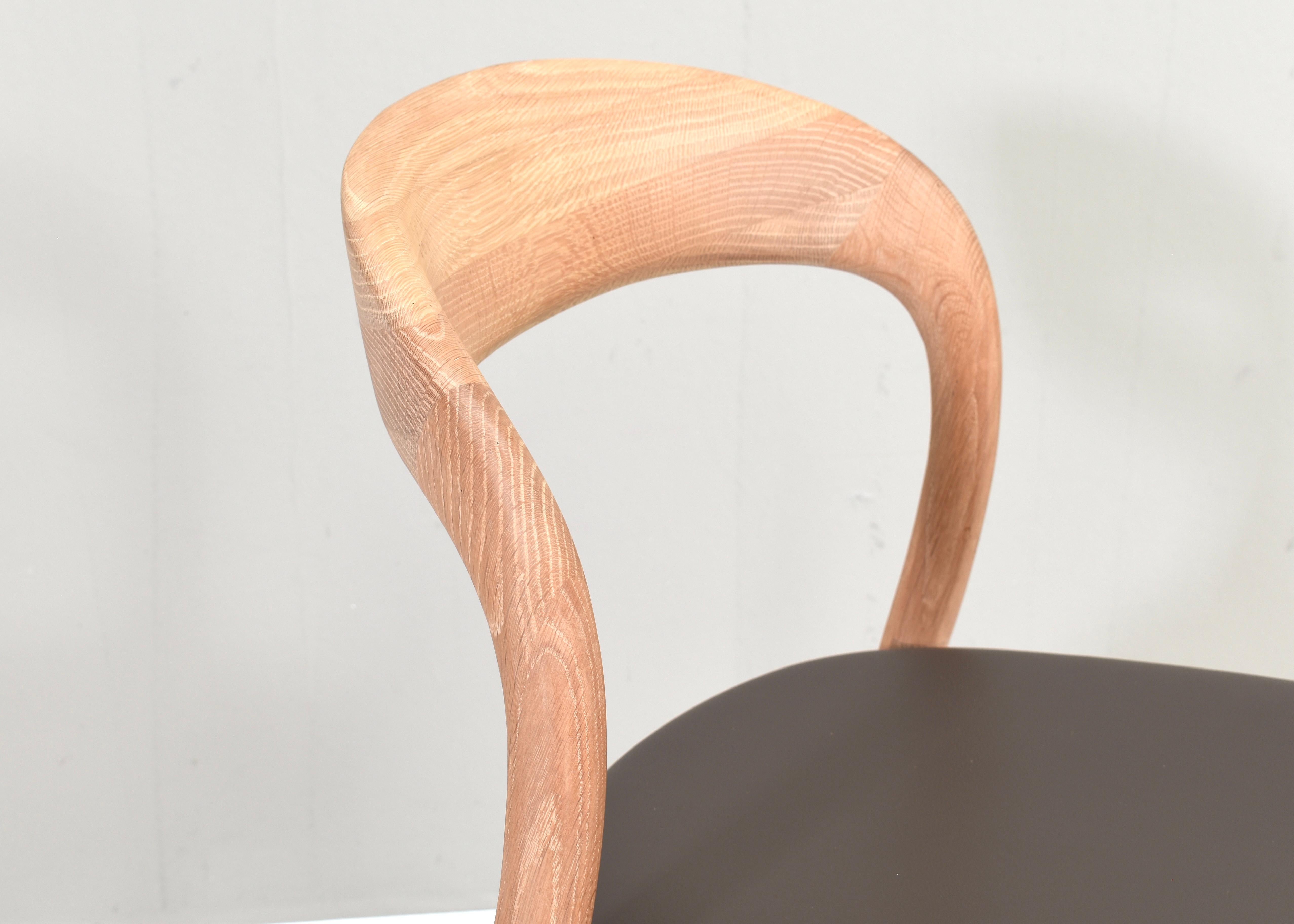 Leather Artisan Neva light chair in oak and leather, Bosnia. For Sale