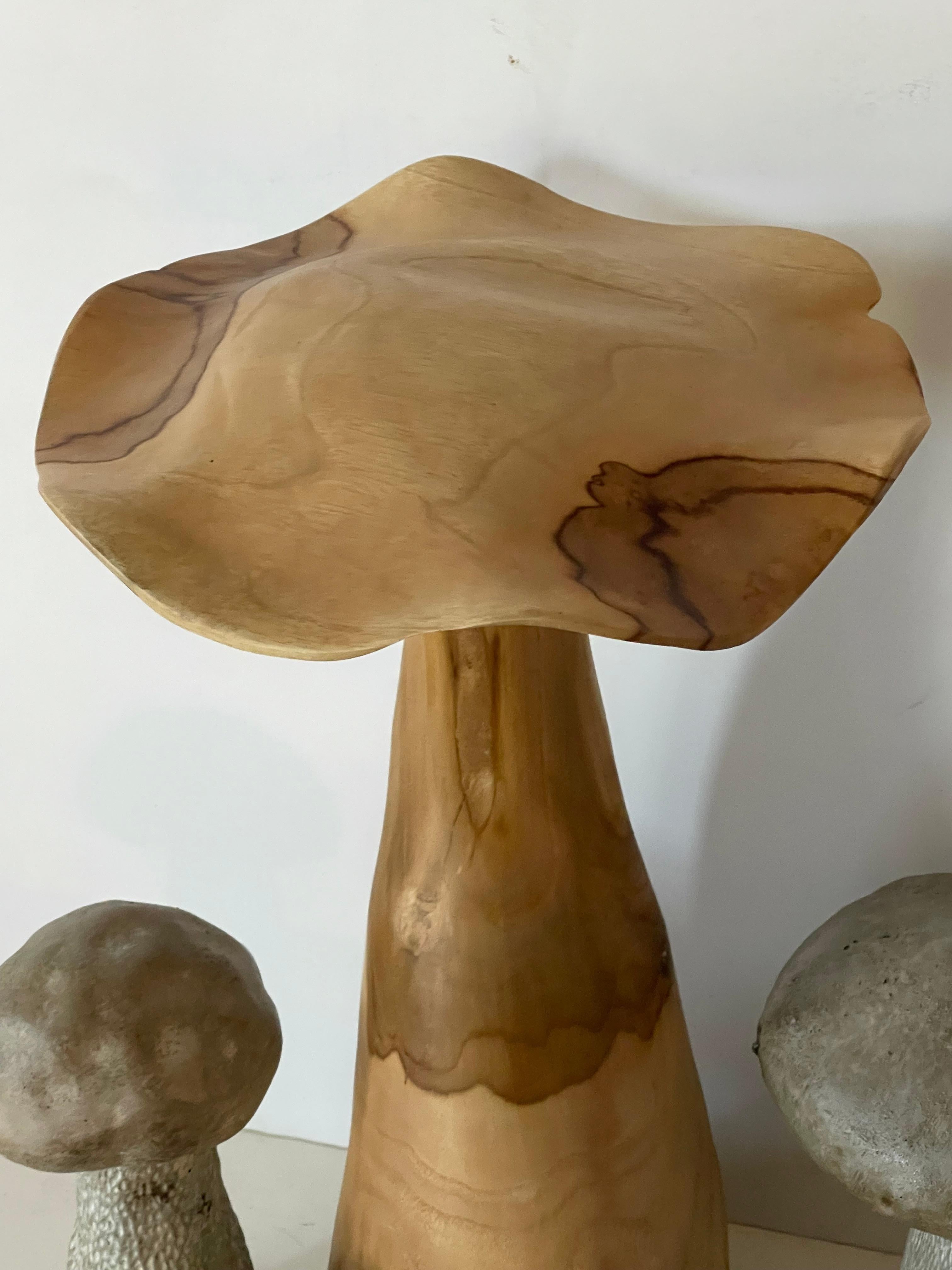 Fine XX secolo Scultura artigianale di funghi in Wood Oliver da 18 pollici in vendita