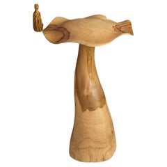 Artisan Olive Wood Mushroom Sculpture 18”