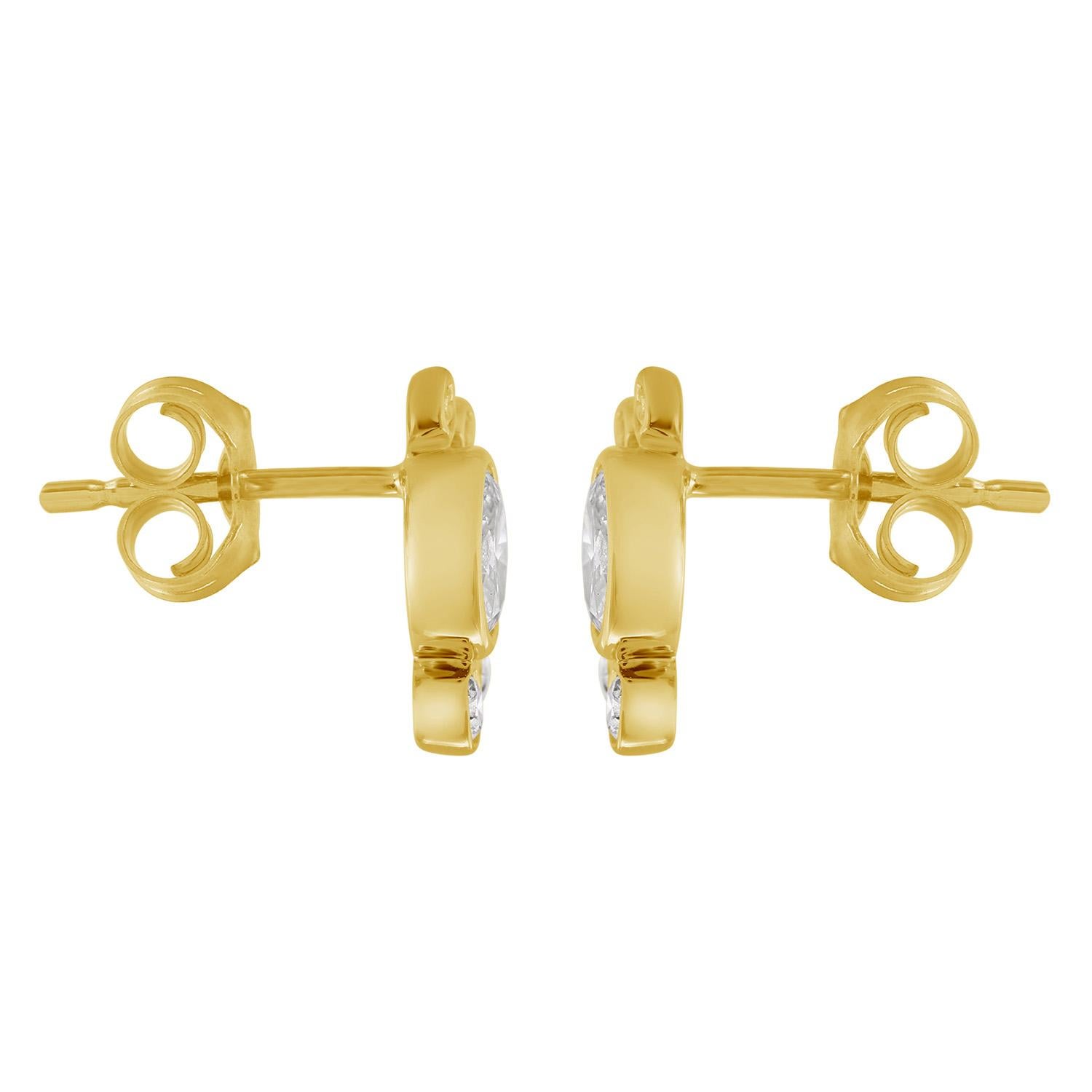 Ces boucles d'oreilles contemporaines d'Artisan présentent 0,54ct de diamants ovales et ronds sertis dans 1,332g d'or jaune 14K. Le design artistique en grappe met en valeur l'éclat de chaque diamant, créant un look accrocheur pour le jour ou la