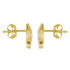 Artisan Oval Cut Diamond Contemporary Stud Earrings 14K Yellow Gold