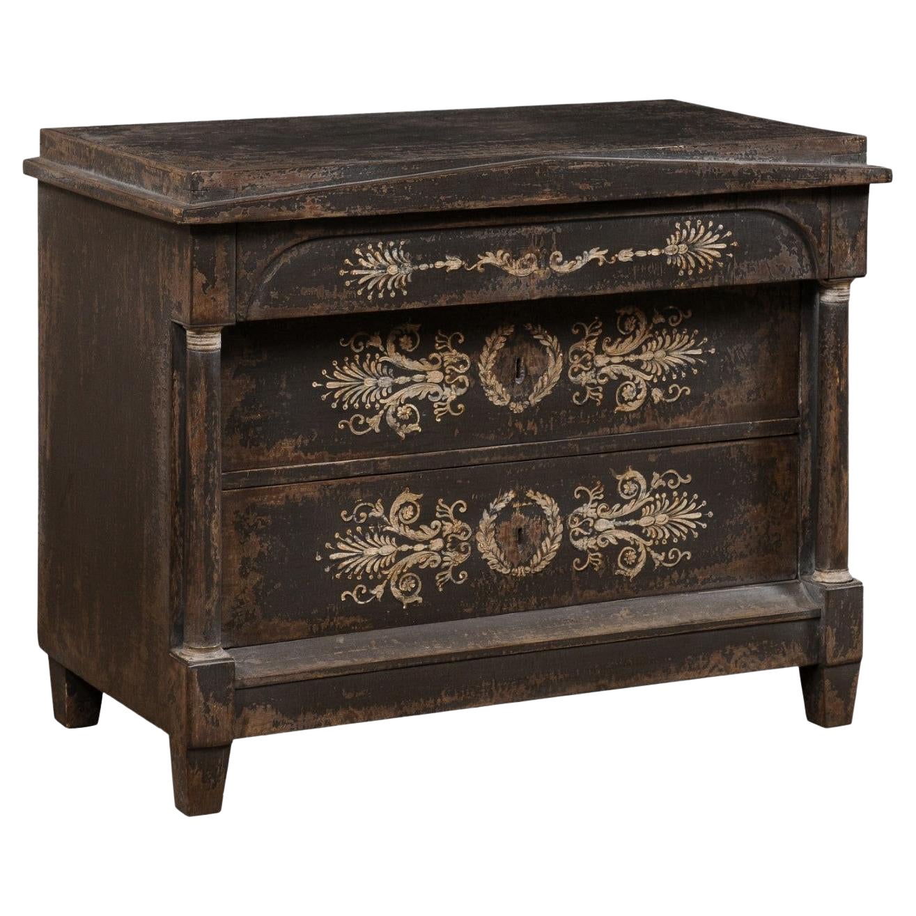 Commode Empire peinte par un artisan, 19e siècle