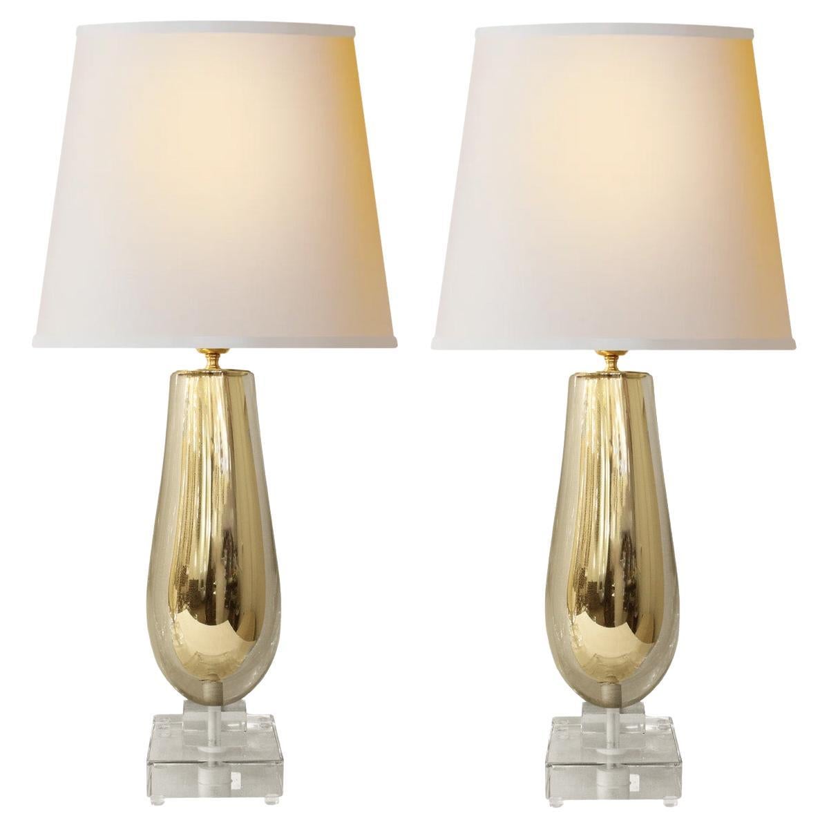 Artisan Pair of Gold Sommerso Glass Table Lamps 2022
