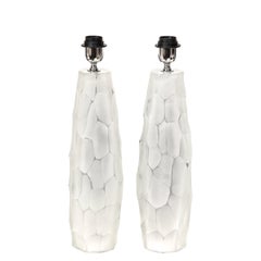 Artisan Pair of "Hammered" Murano Battuto Glass Table Lamps