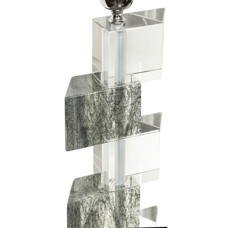 Artisan Pair of Murano Glass Block Table Lamps 2022 In New Condition For Sale In New York, NY