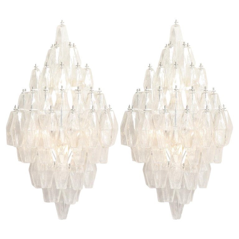 Artisan Pair of Murano Glass Polyhedron Sconces 2000 For Sale