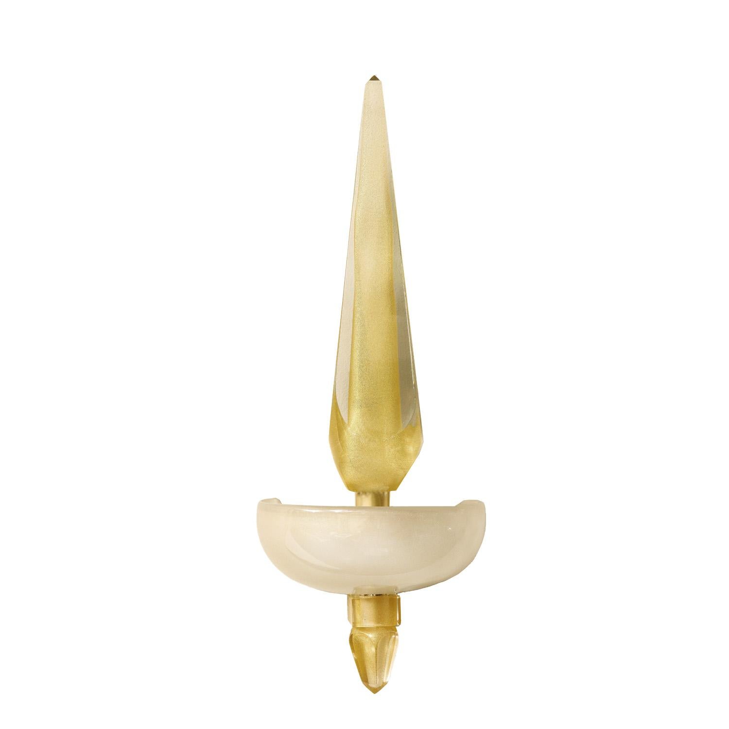 Stunning pair of Murano sommerso aventurine glass obelisk sconces. Italy 2021 