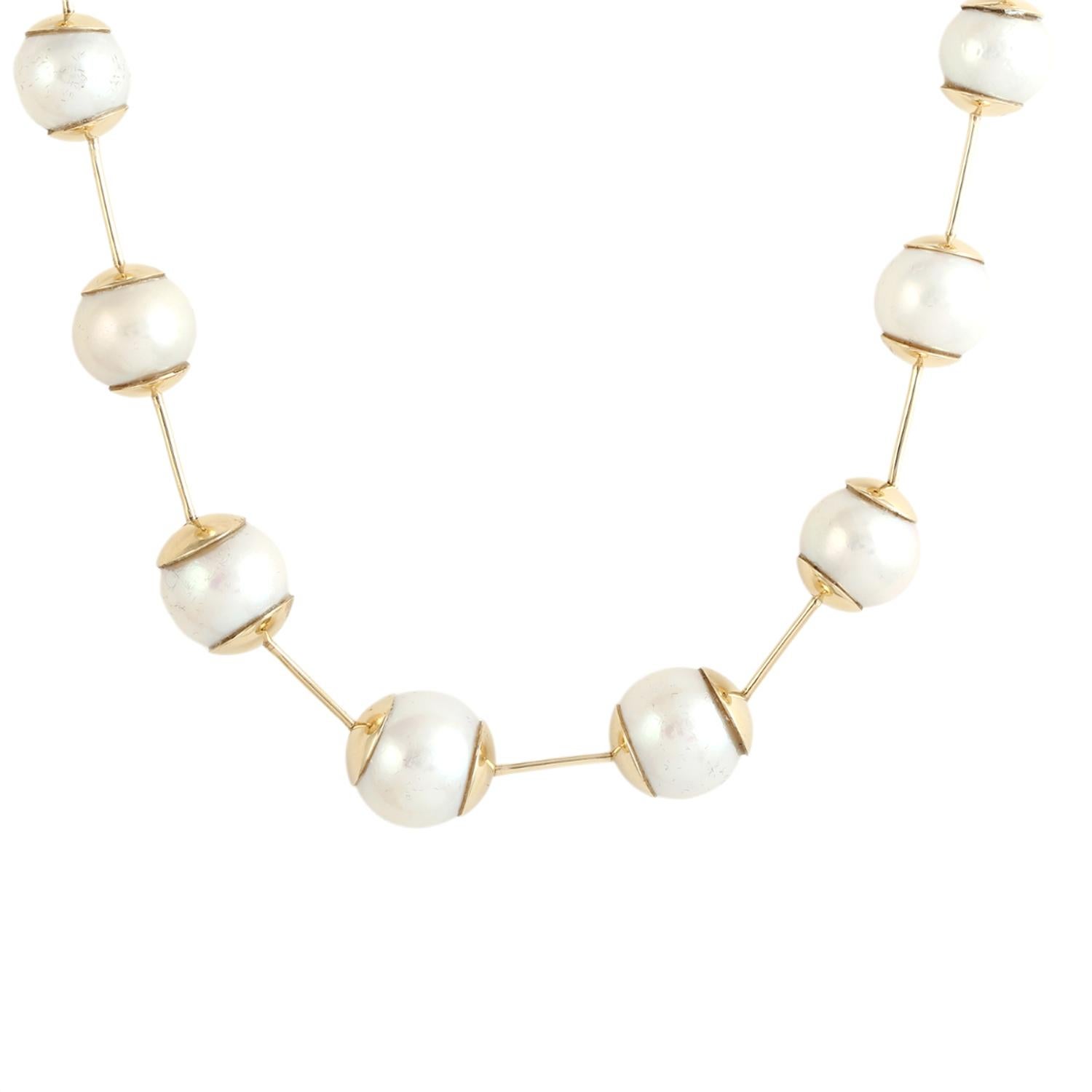 Artisan Collier de perles artisanales en or jaune 14K  et A Silver en vente