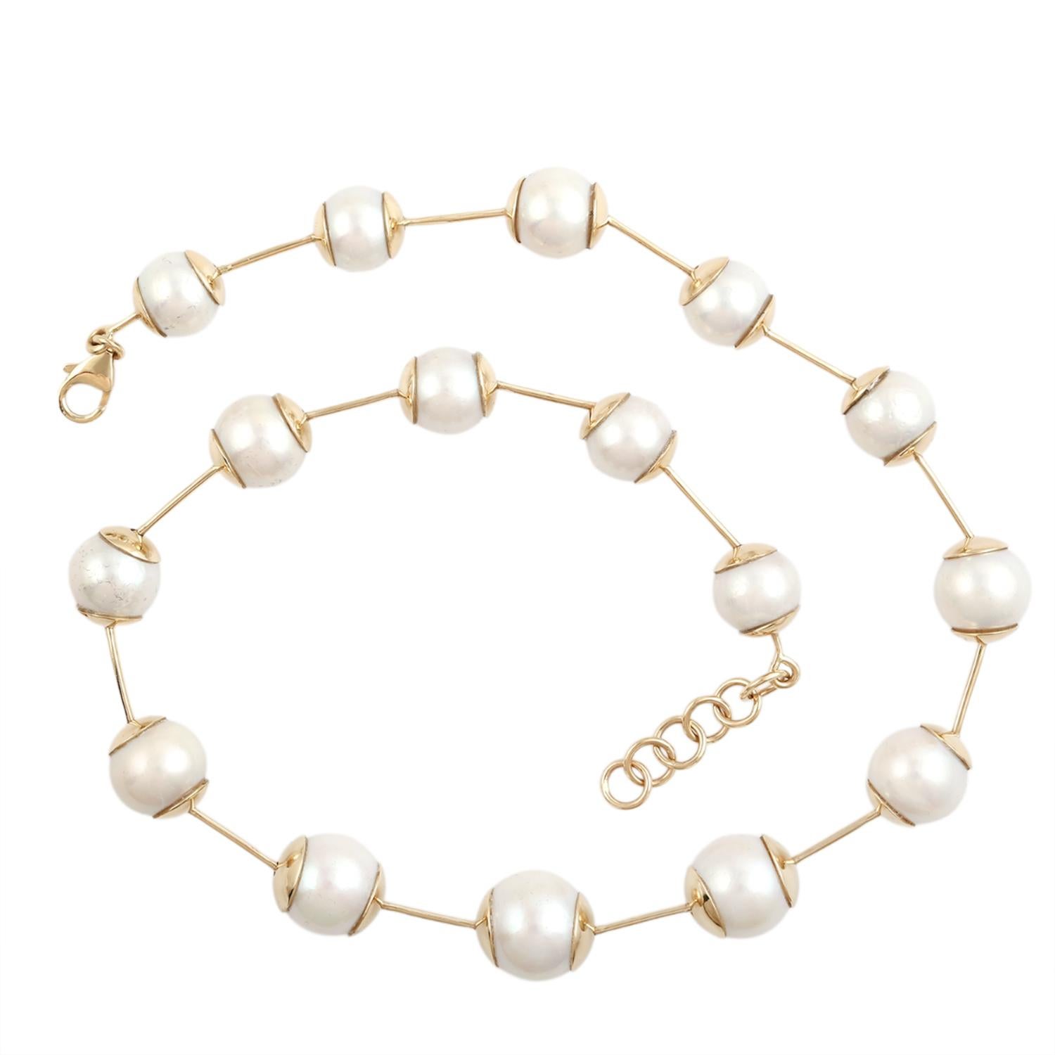 Taille mixte Collier de perles artisanales en or jaune 14K  et A Silver en vente