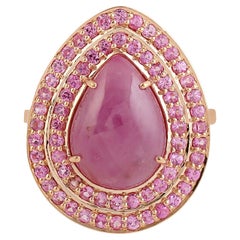 Anello da cocktail artigianale con zaffiro rosa in oro rosa 18 carati