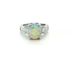 "Artisan Platinum Cocktail Ring with 3.67ct Crystal Opal and Diamonds"