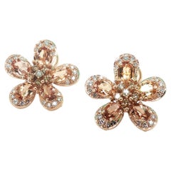 Artisan Precious Topaz and Diamond Post Earrings in 18k Rose Gold