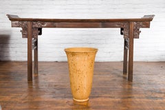 Artisan Prem Collection Ceramic Flute Shaped Yellow and Brown Vase