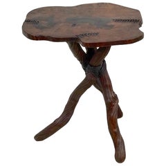 Artisan Root Table with Leather Detail Artisan Root Table with Leather Detail
