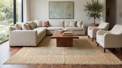 Artisan Sage & Terracotta Hand-Knotted Khotan Pomegranate Wool Rug 10x14