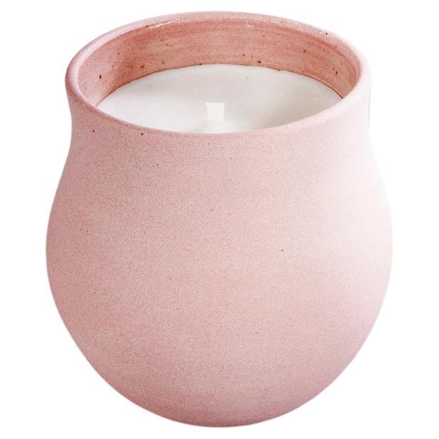 Artisan Scented Candle in Handmade Ceramic Vessels, Floral Pink, in Stock For Sale