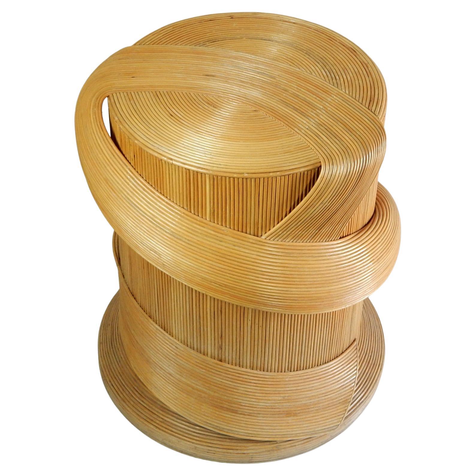 Artisan Sculptural Pencil Reed Rattan Dining or Center Table at 1stDibs