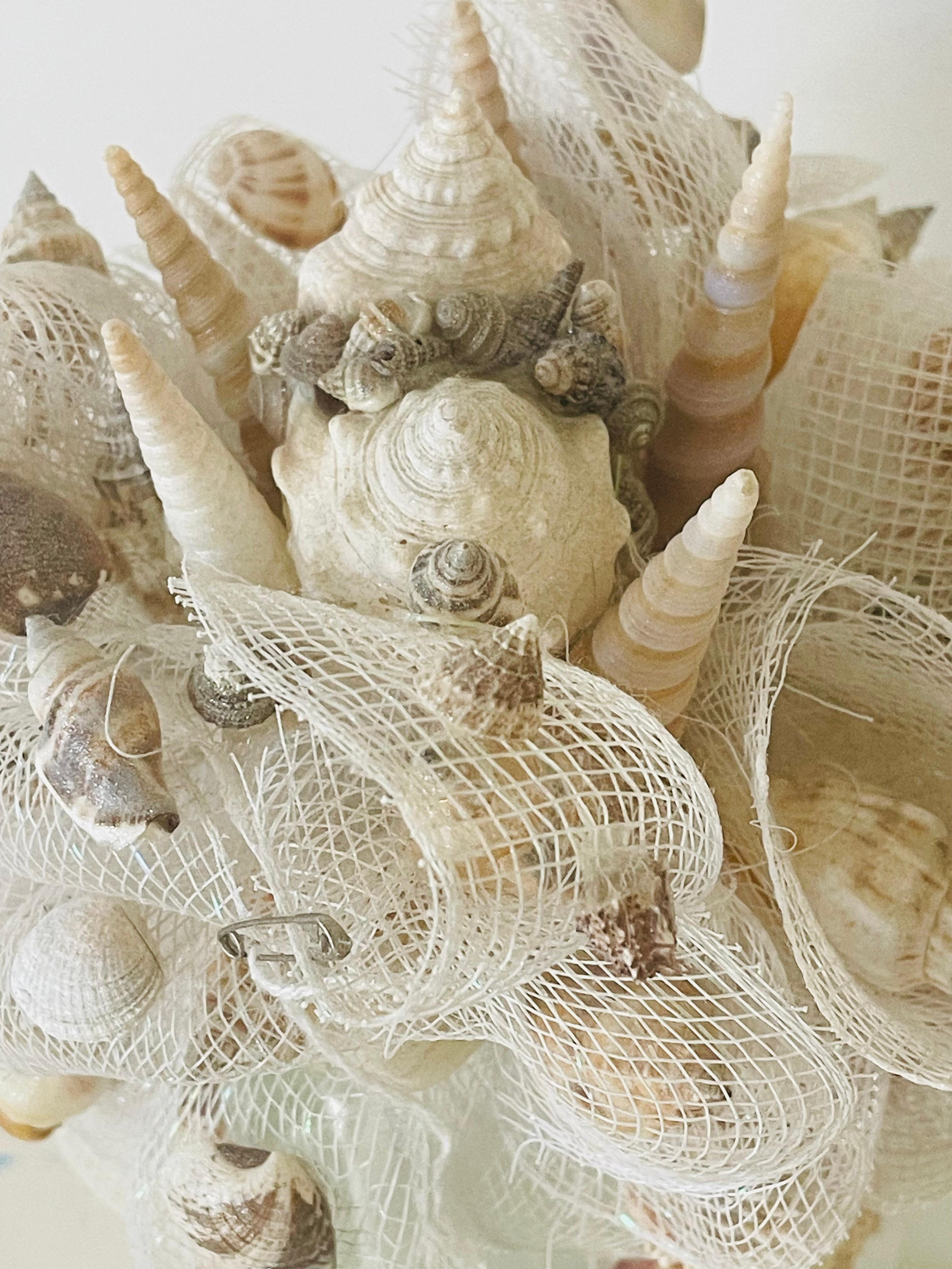 American Artisan Unique Sea Shell Night Lamp Coastal For Sale