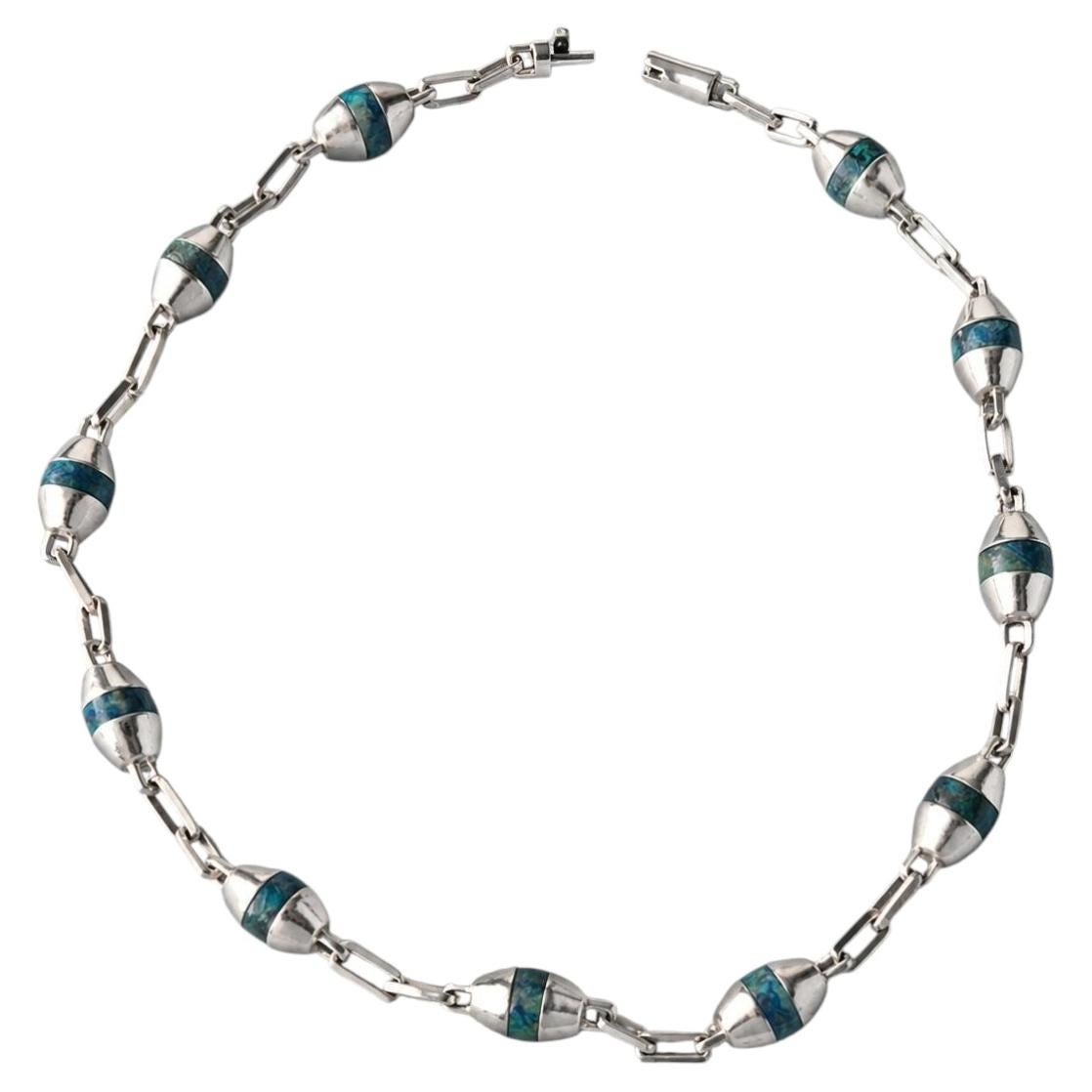 Collana artigianale in argento sterling con turchese, Messico