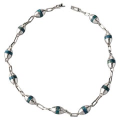 Artisan Sterling Silver Necklace with Turquoise, Mexico