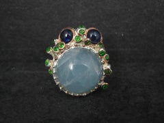 Artisan Sterling Silver Aquamarine Chrome Diopside Iolite Branch Ring Size 8