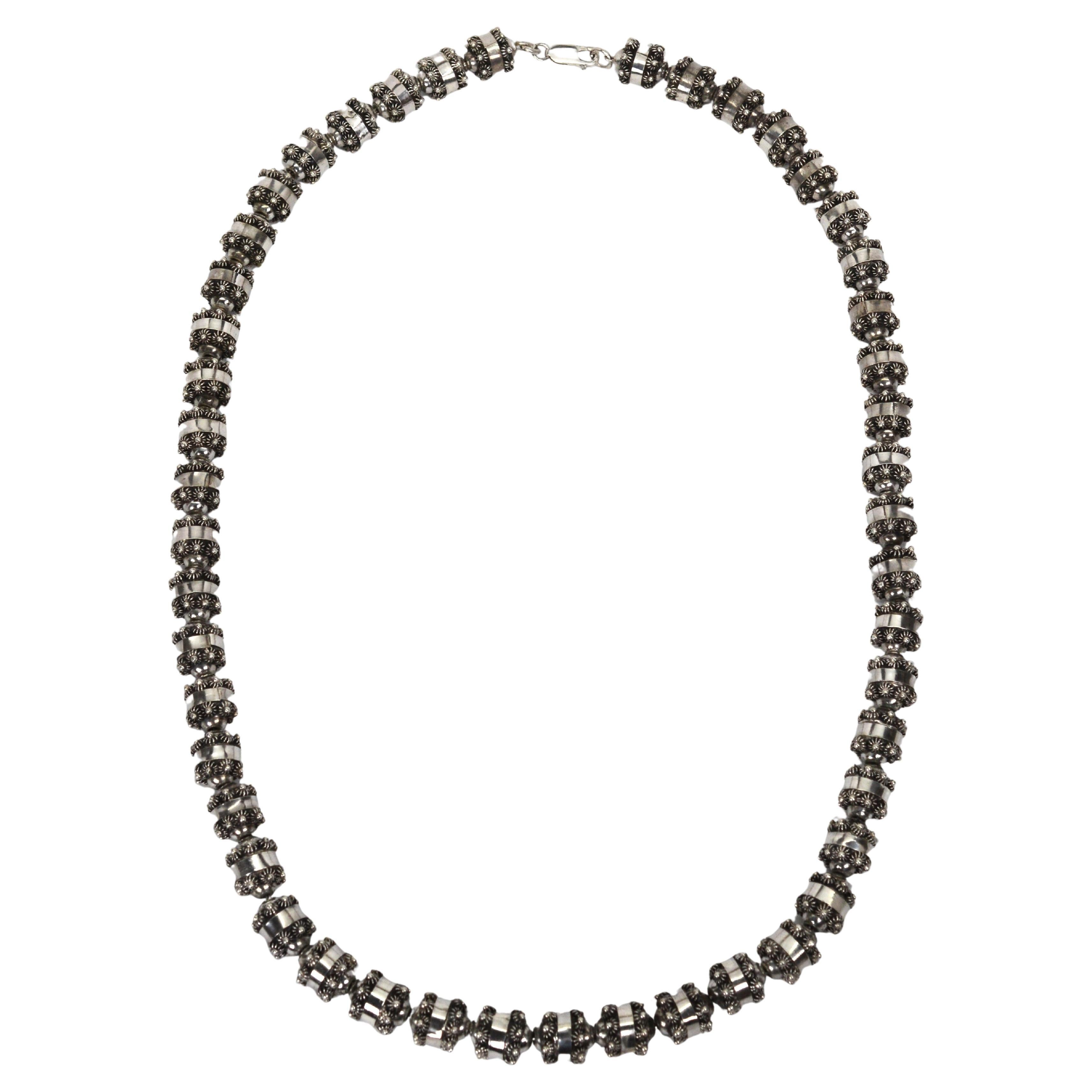 Artisan Sterling Silver Floral-Inspired Bead Necklace
