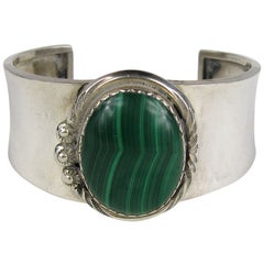 Artisan Sterling Silver Malachite Stone Bracelet