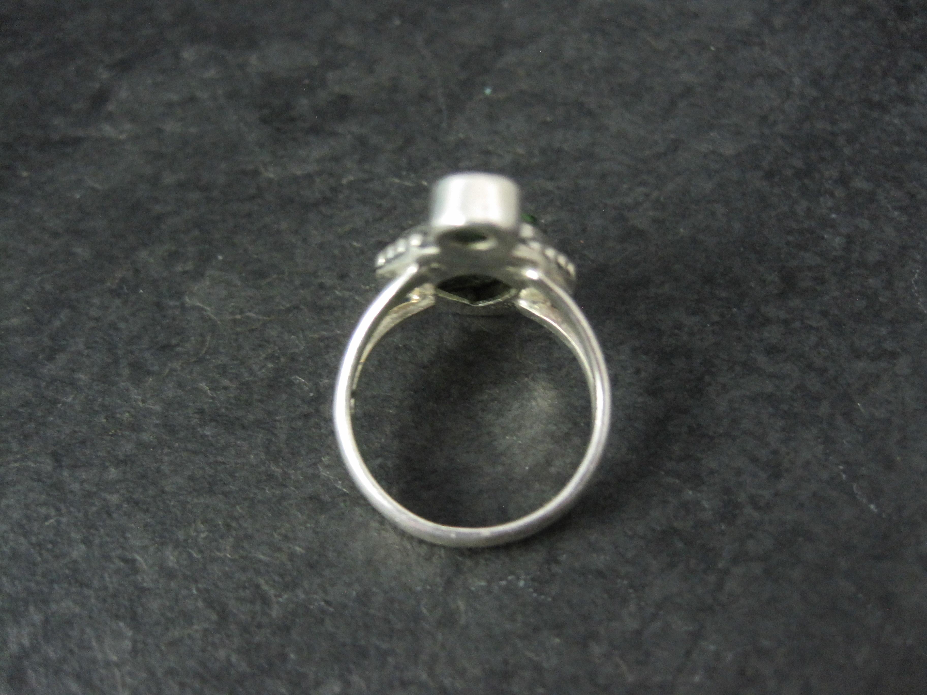 Bague Artisan en Argent Sterling Moldavite & Chrysoprase Taille 7 en vente 1