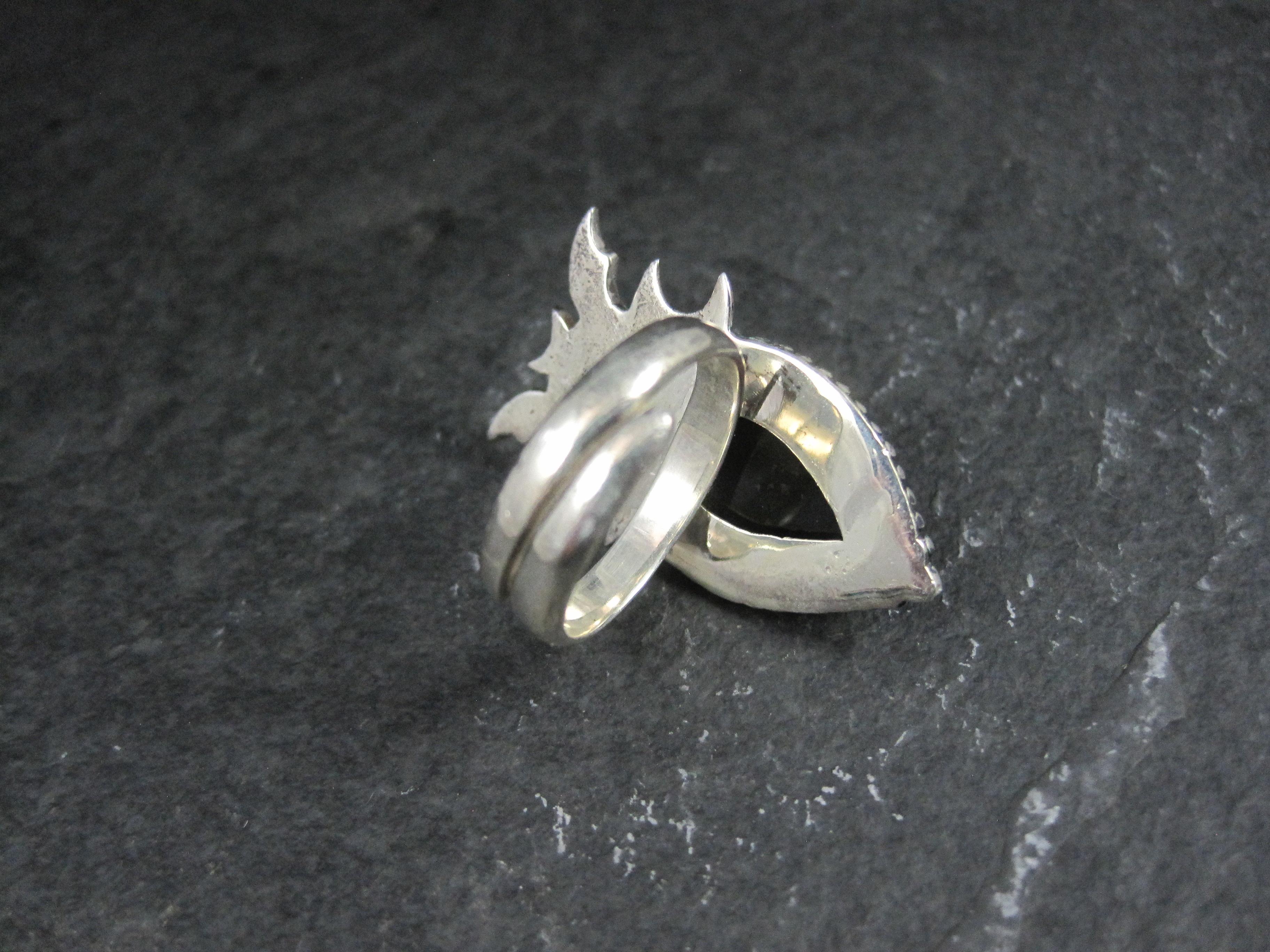Taille cabochon Bague chauve-souris en onyx artisanale en argent sterling Sie 8 en vente