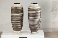 Artisan Tall Ceramic Vase with Horizontal Striated Glaze, Sold Individually