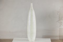 Artisan Tall White Ceramic Vase with Subtle Relief Decoration