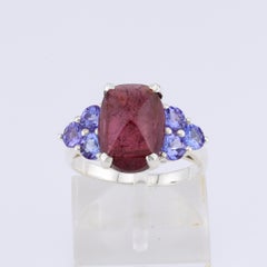 Artisan tourmaline tanzanite silver ring