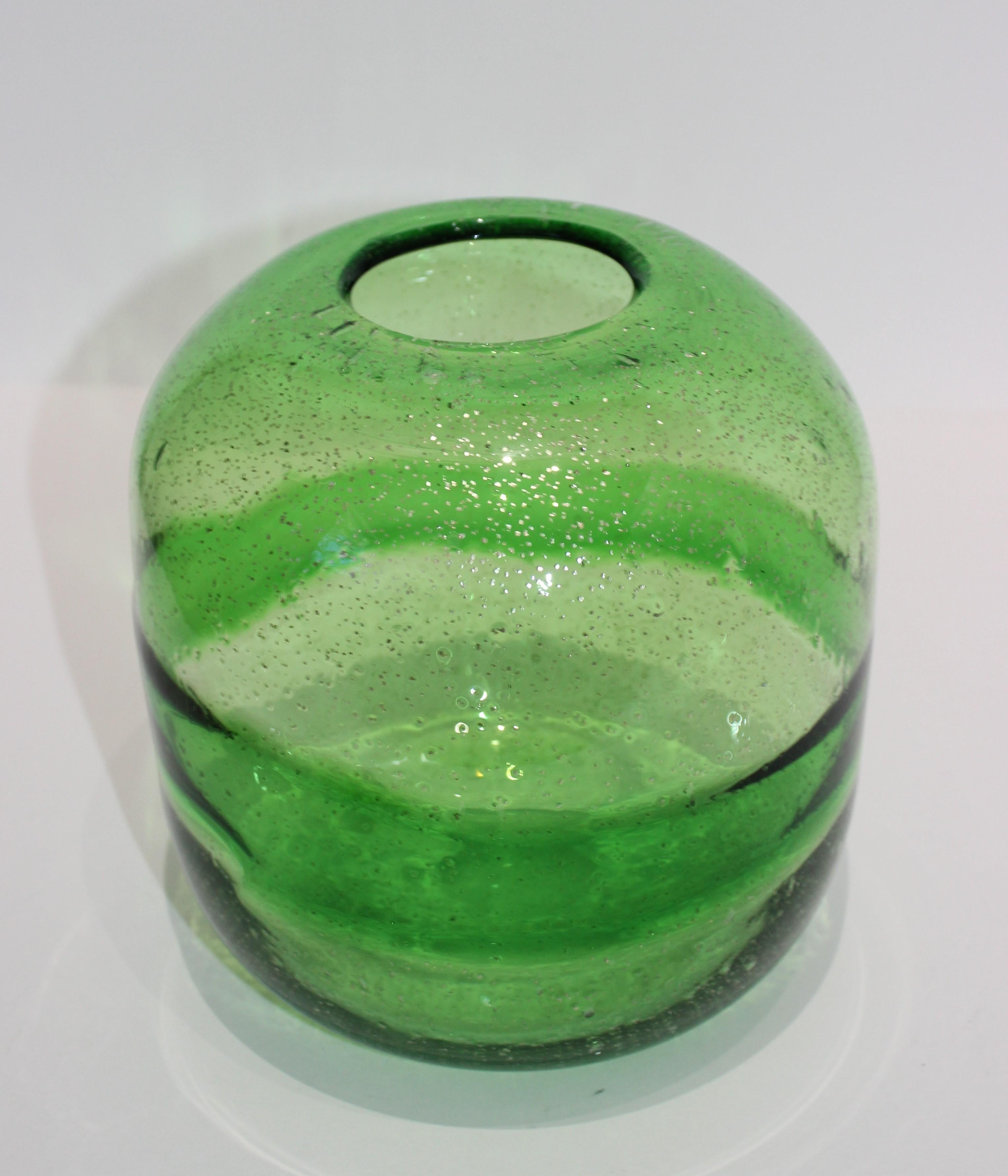 Modern Artisan Translucent Greens Glass Vase
