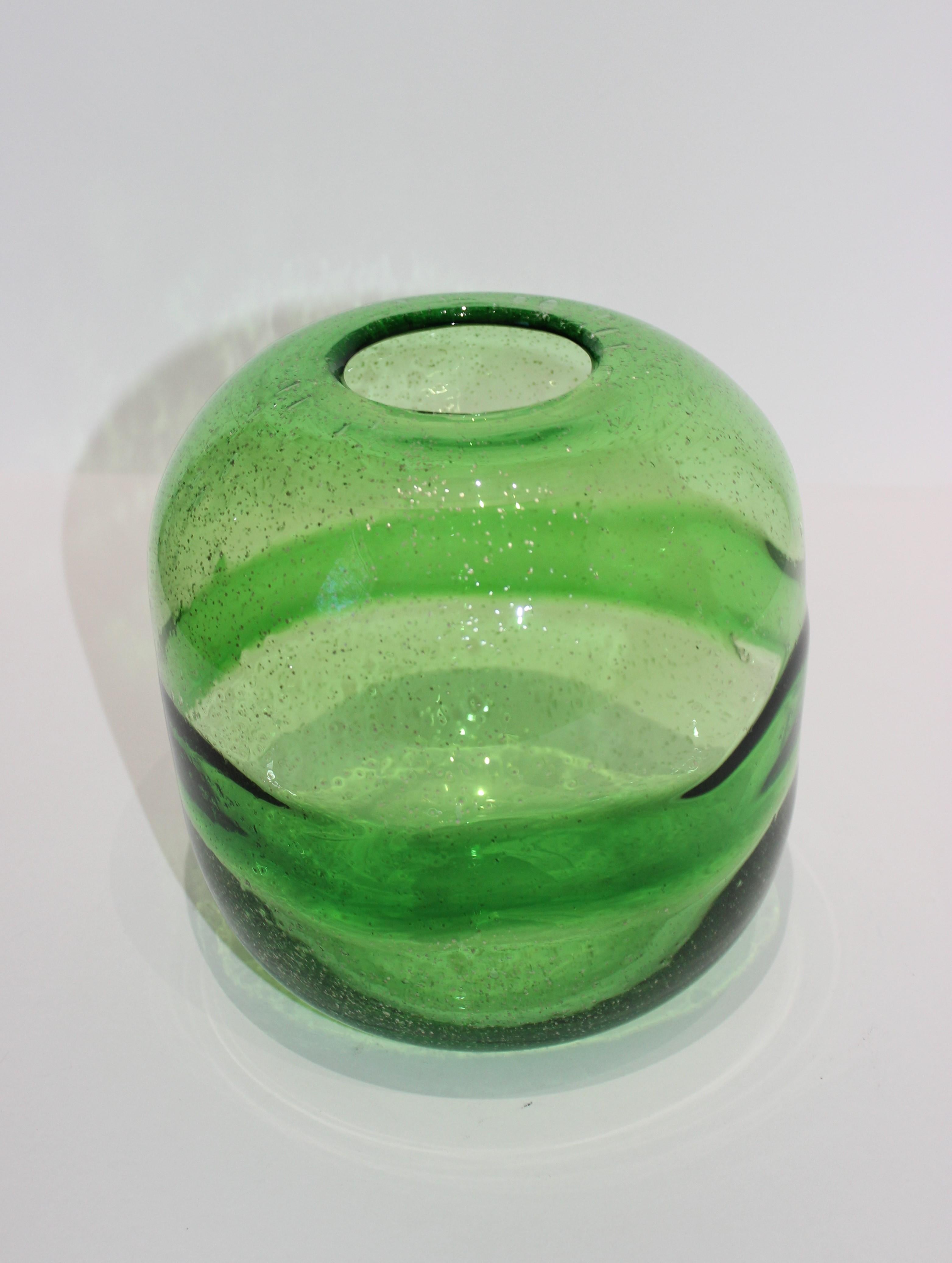 Dyed Artisan Translucent Greens Glass Vase