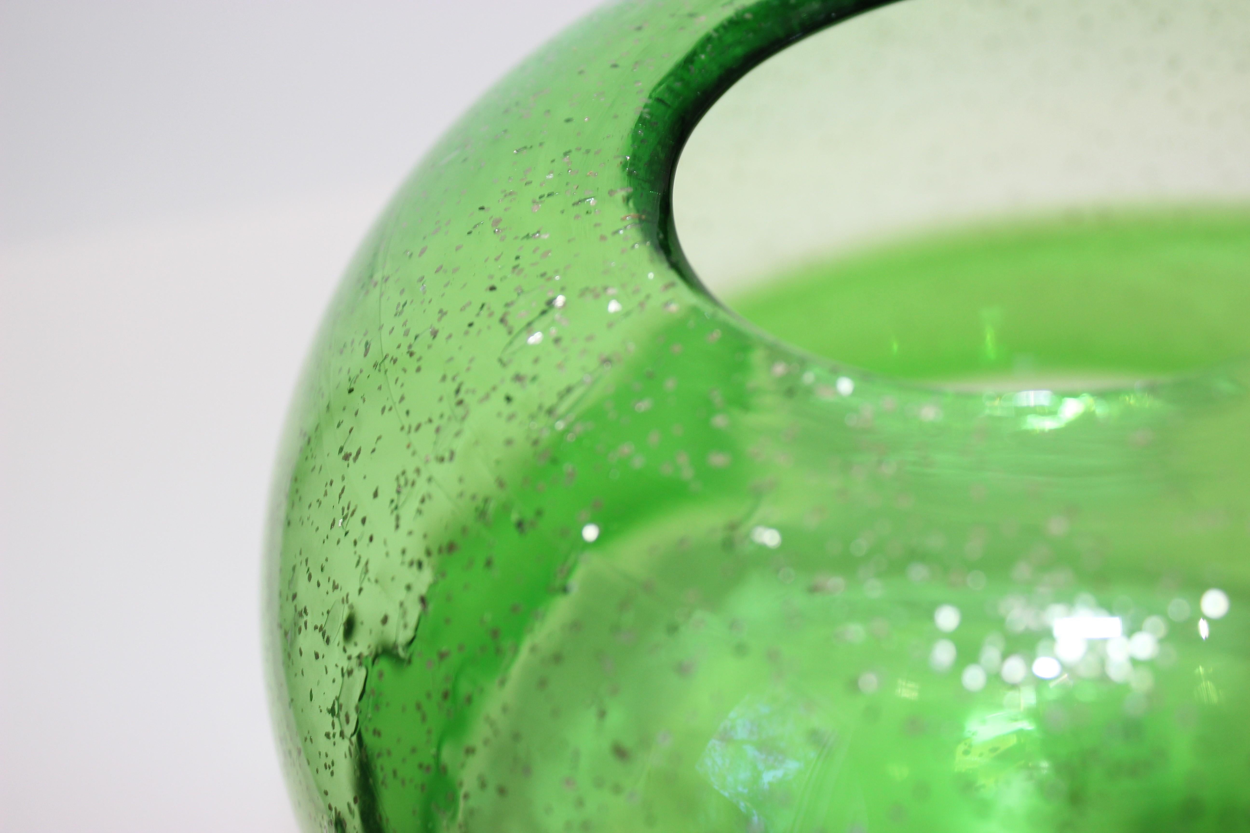 20th Century Artisan Translucent Greens Glass Vase