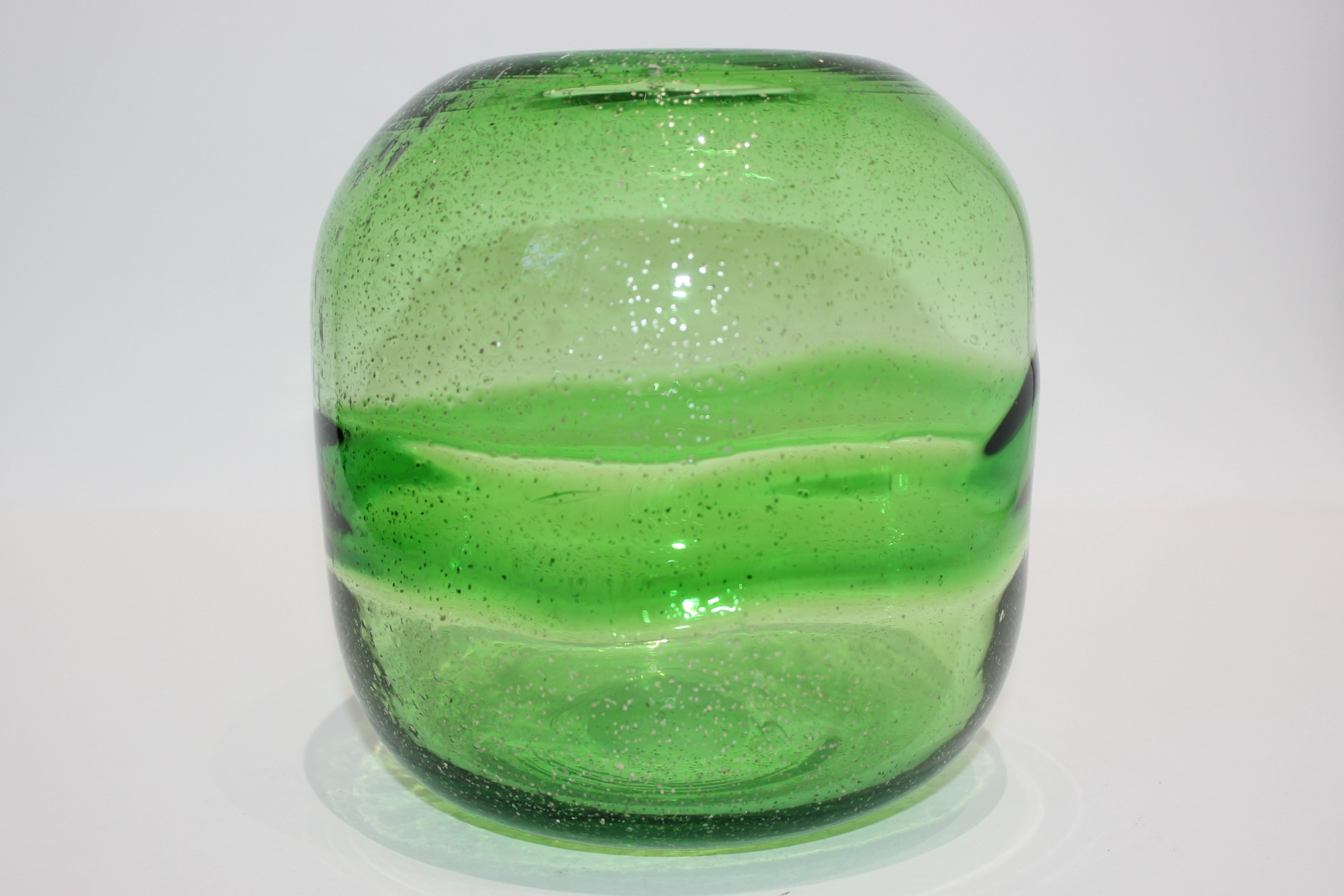 Artisan Translucent Greens Glass Vase 2